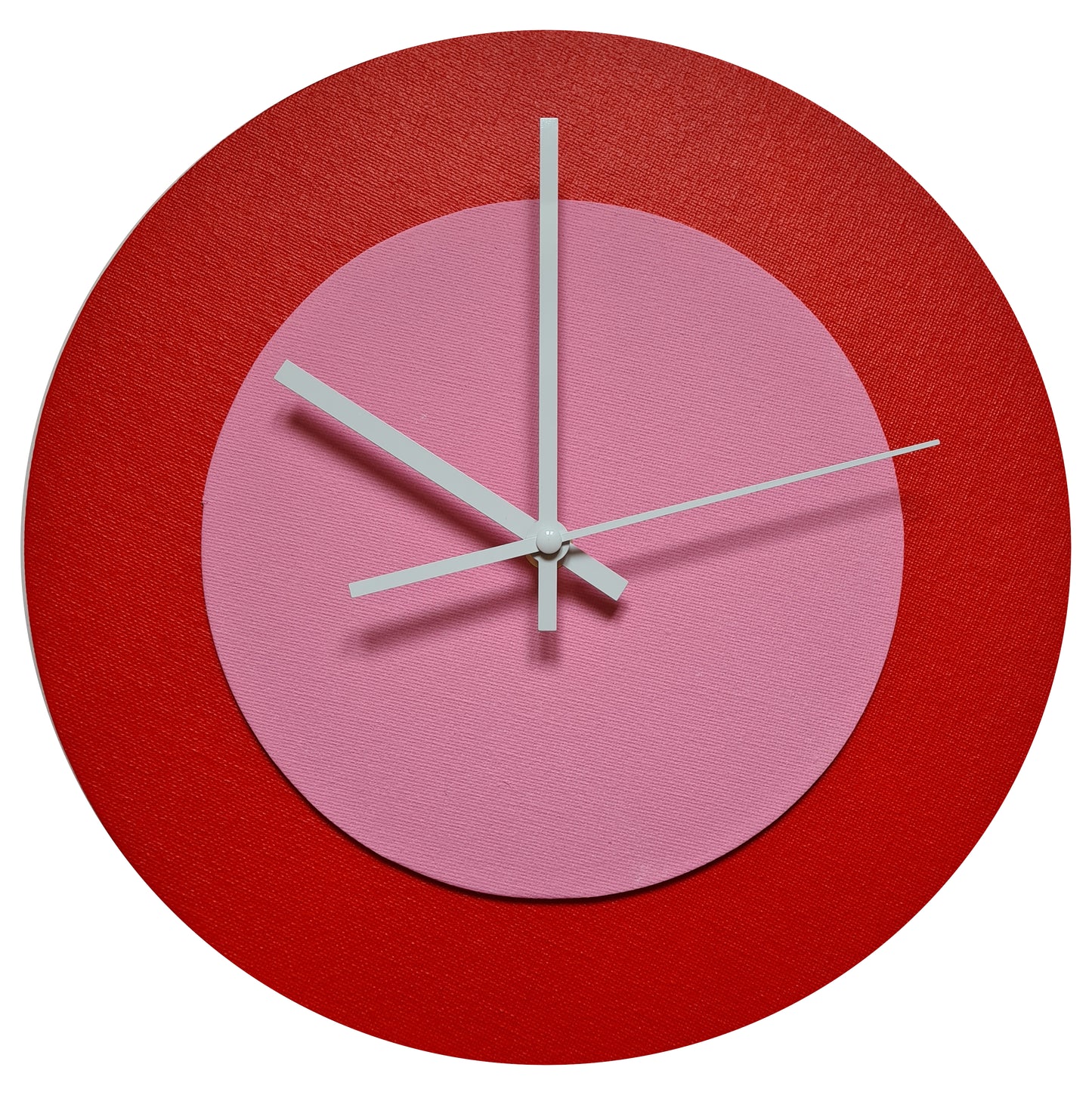 Pop Art Wanduhr Hellrot  Rosafarben mit weißen Zeigern 30 cm rund
