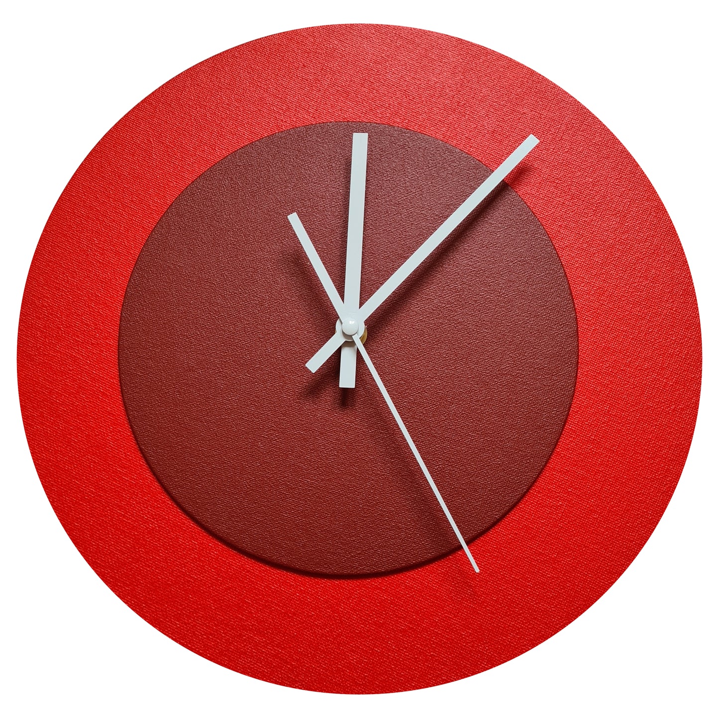 Pop Art Wanduhr Hellrot  Dunkelrot mit  weißen Zeigern 30 cm rund
