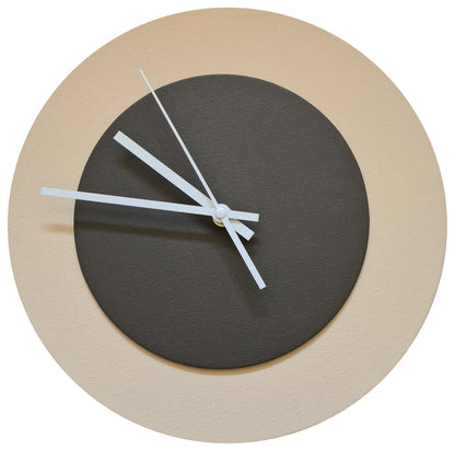 Pop Art Wanduhr Creme Dunkelbraun mit  weißen Zeigern 30 cm rund