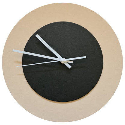 Pop Art Wanduhr Creme Schwarz mit  weißen Zeigern 30 cm rund