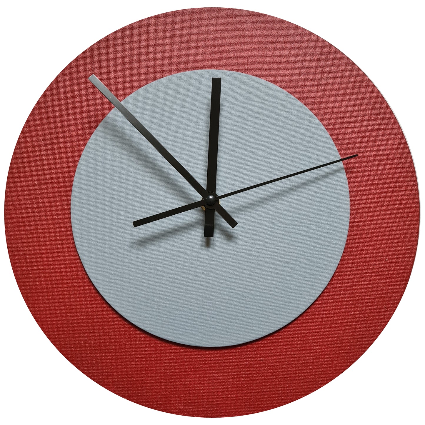 Pop Art Wanduhr Dunkelrot  Grau mit schwarzen Zeigern 30 cm rund
