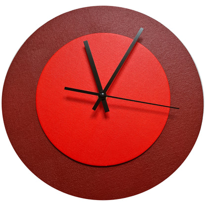 Pop Art Wanduhr Dunkelrot  Hellrot mit schwarzen Zeigern 30 cm rund
