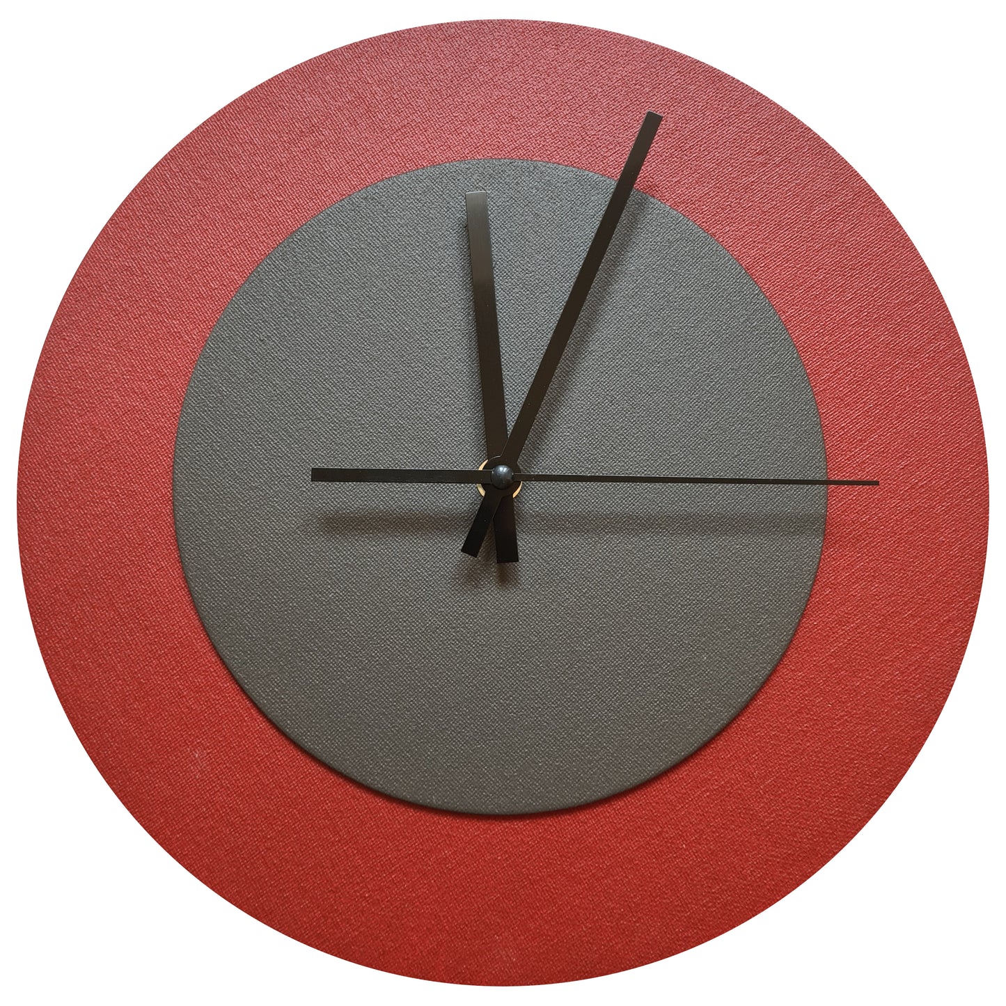 Pop Art Wanduhr Dunkelrot  Dunkelbraun mit schwarzen Zeigern 30 cm rund
