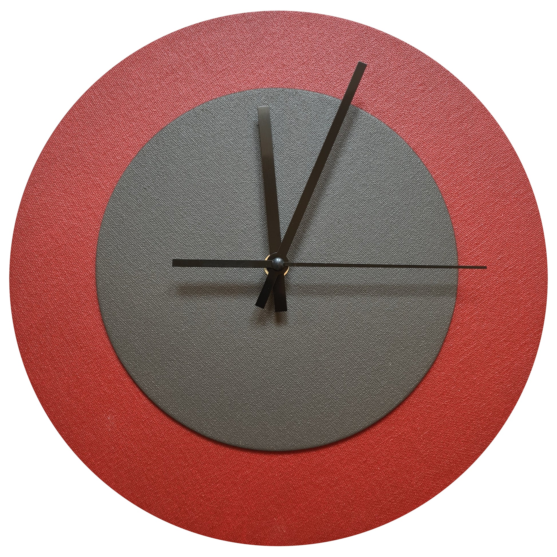Pop Art Wanduhr Dunkelrot  Dunkelbraun mit schwarzen Zeigern 30 cm rund
