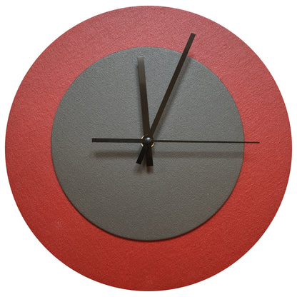 Pop Art Wanduhr Dunkelrot  Dunkelbraun mit schwarzen Zeigern 30 cm rund
