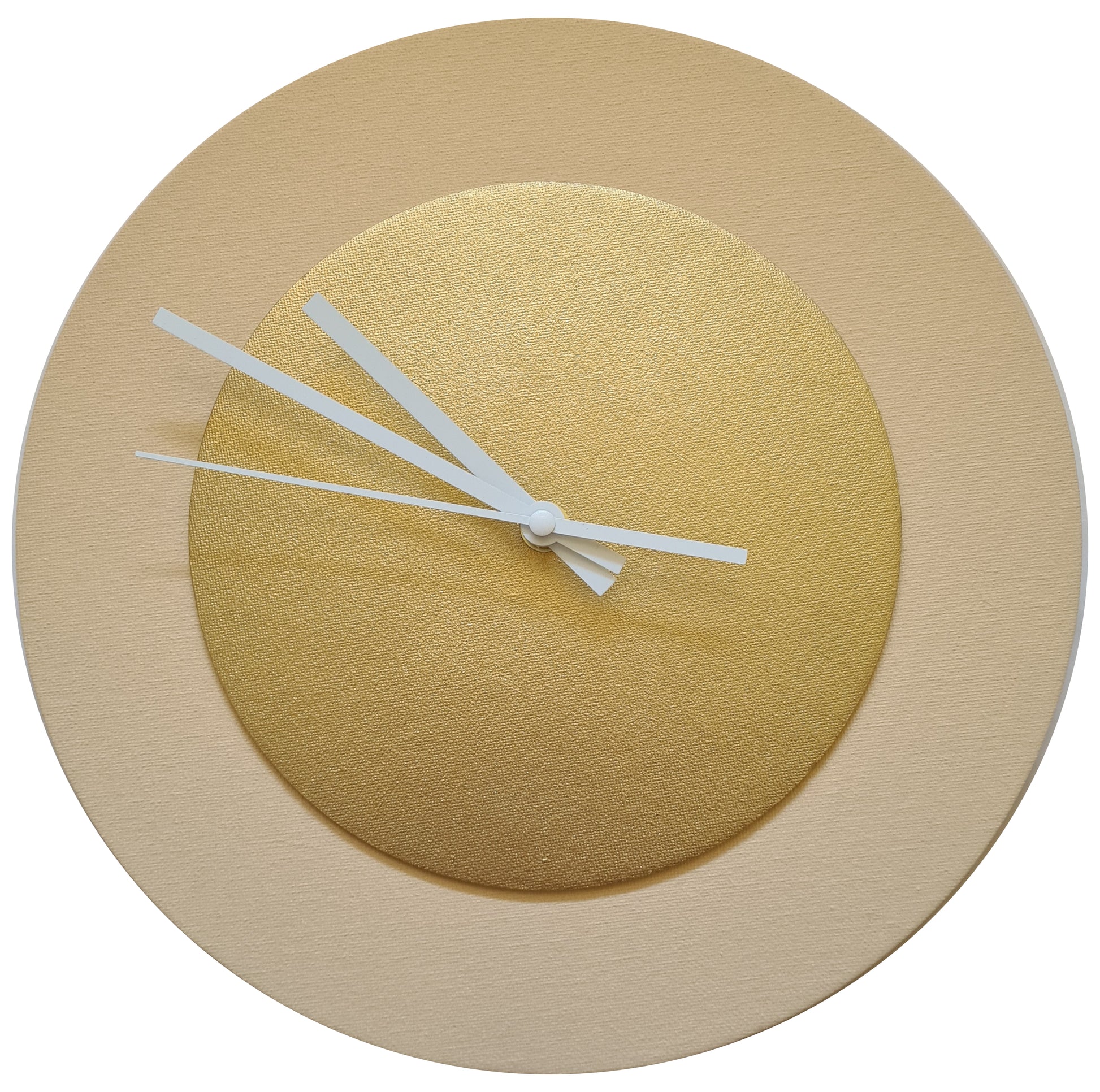 Pop Art Wanduhr Creme Goldfarben mit  weißen Zeigern 30 cm rund