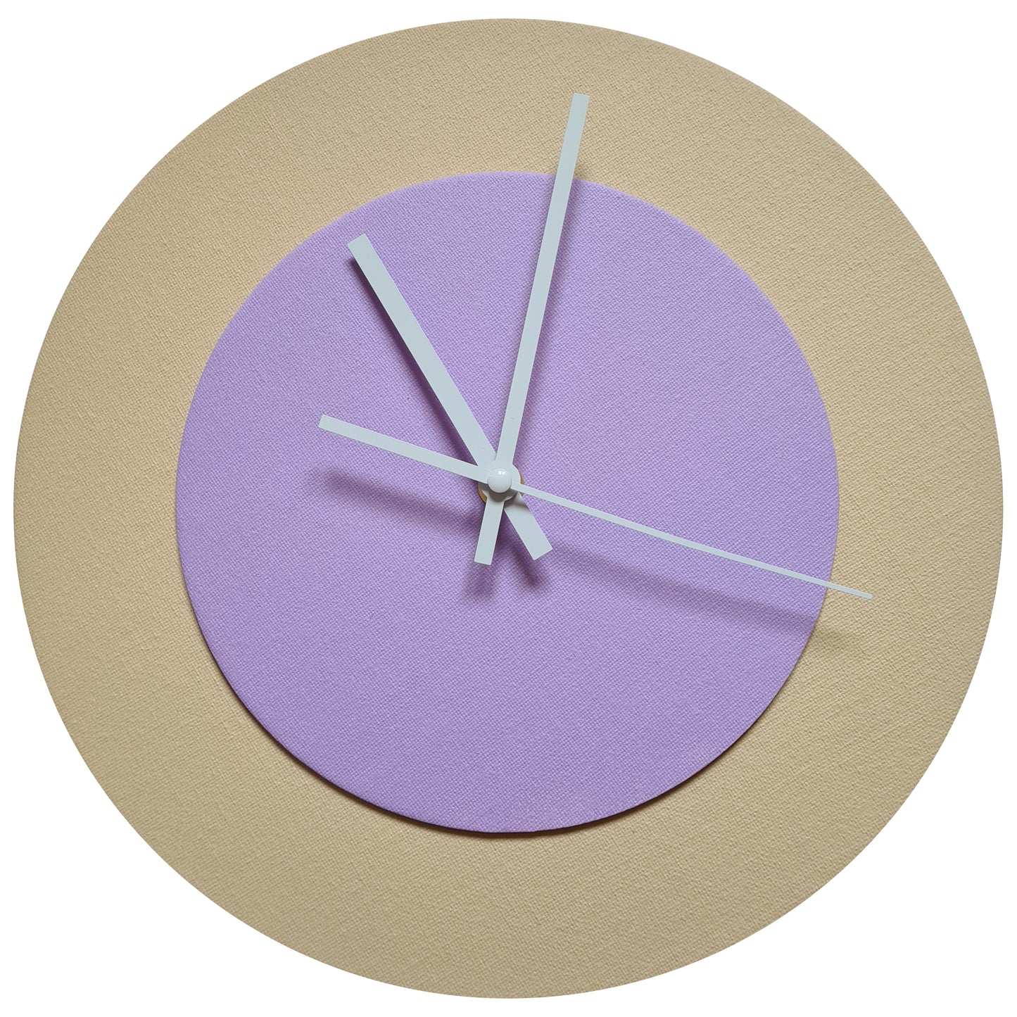 Pop Art Wanduhr Creme Fliederfarben mit  weißen Zeigern 30 cm rund