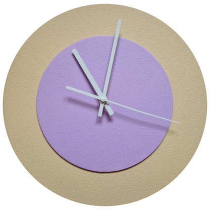 Pop Art Wanduhr Creme Fliederfarben mit  weißen Zeigern 30 cm rund