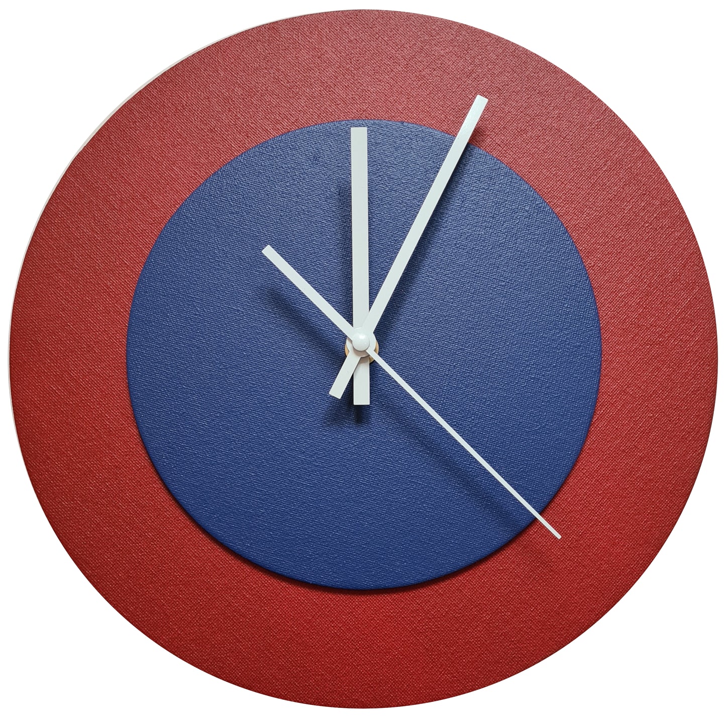 Pop Art Wanduhr Dunkelrot  Dunkelblau mit weißen Zeigern 30 cm rund
