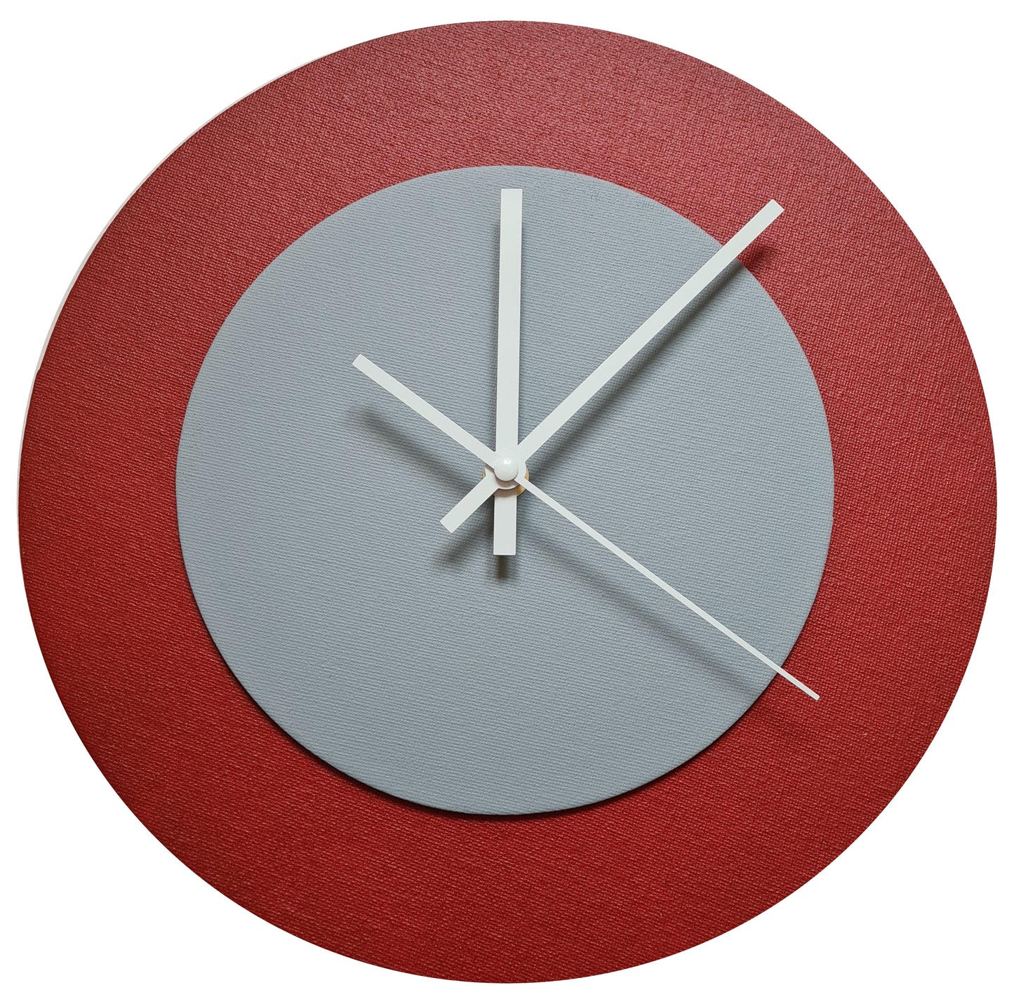 Pop Art Wanduhr Dunkelrot  Grau mit weißen Zeigern 30 cm rund
