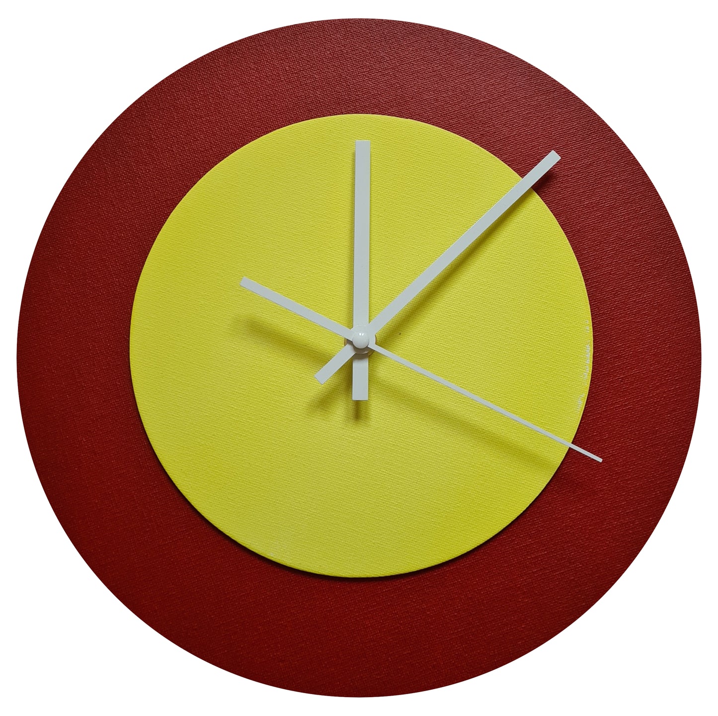 Pop Art Wanduhr Dunkelrot  Farngrün mit weißen Zeigern 30 cm rund
