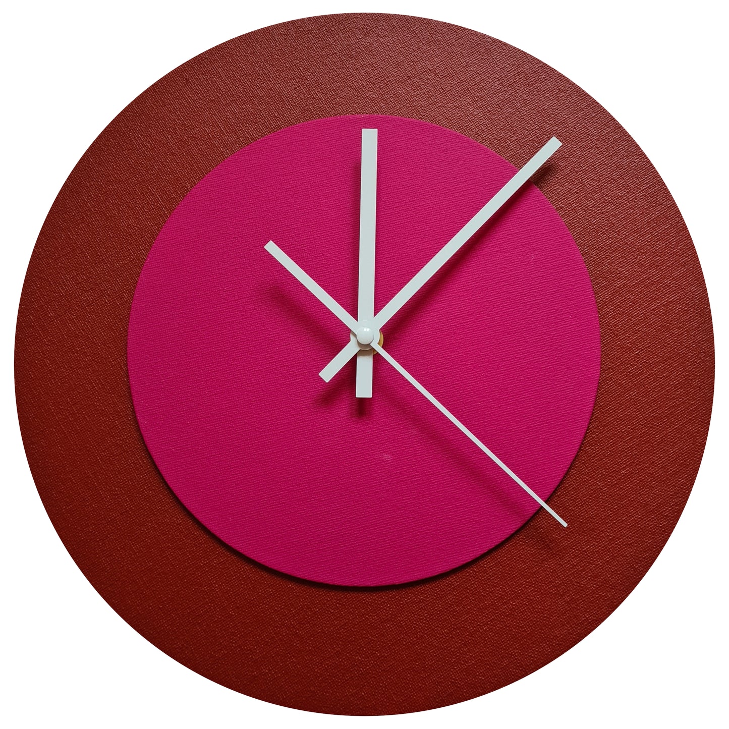 Pop Art Wanduhr Dunkelrot  Magentafarben mit weißen Zeigern 30 cm rund
