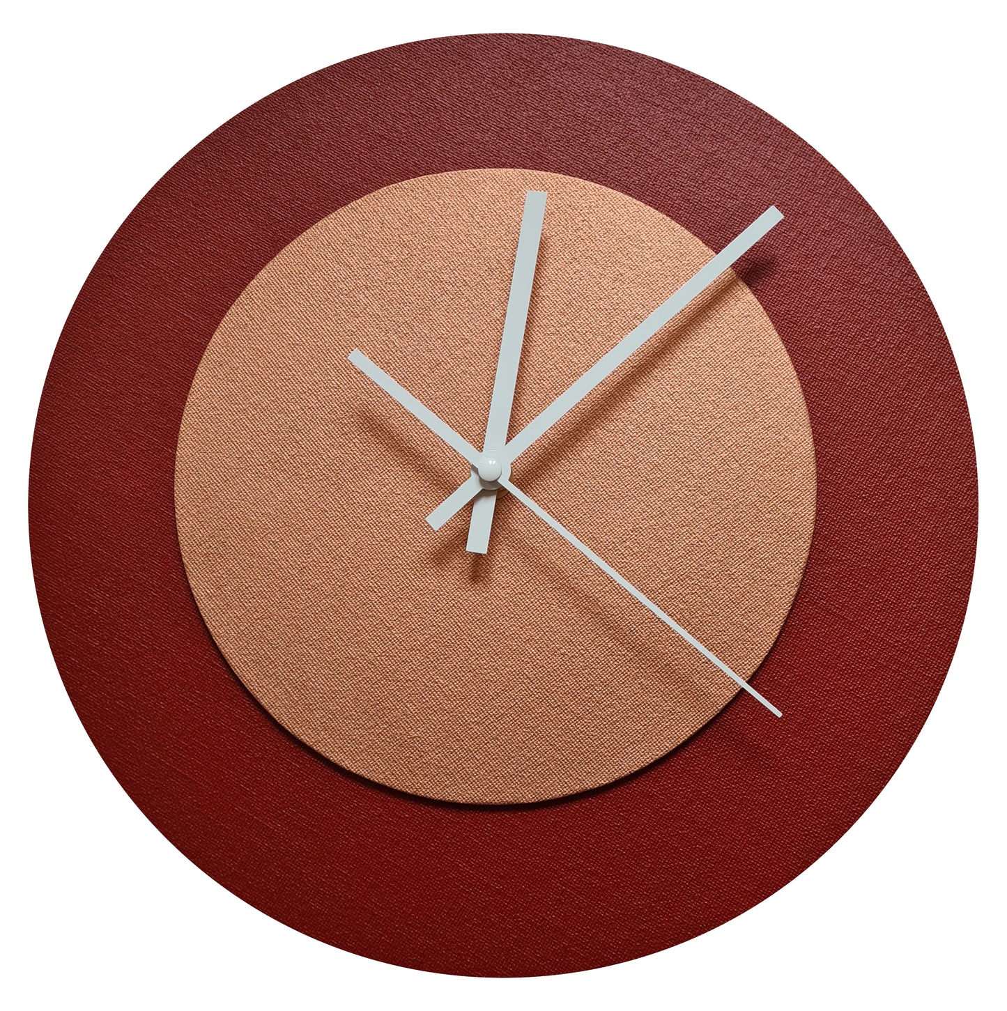 Pop Art Wanduhr Dunkelrot  Bronzefarben mit  weißen Zeigern 30 cm rund
