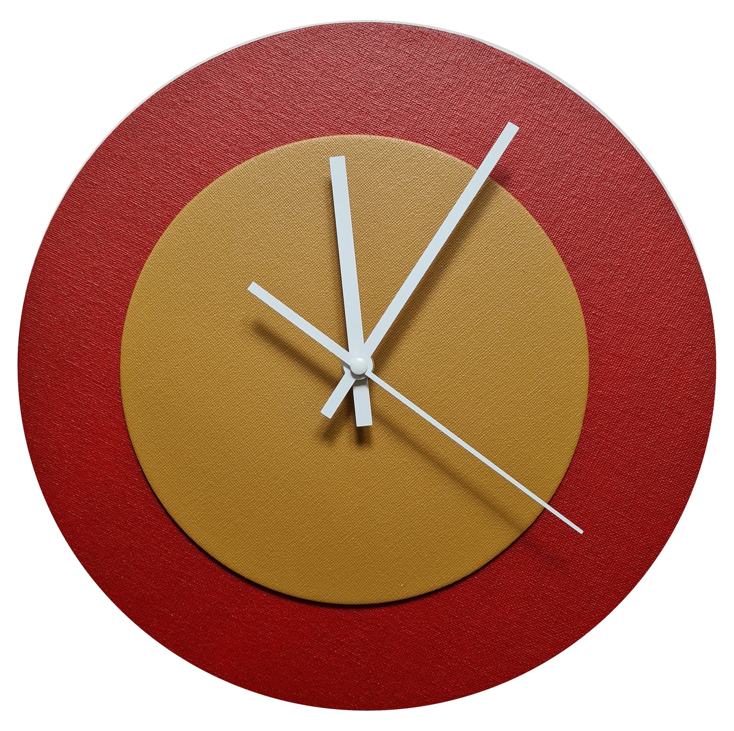 Pop Art Wanduhr Dunkelrot  Hellbraun mit weißen Zeigern 30 cm rund
