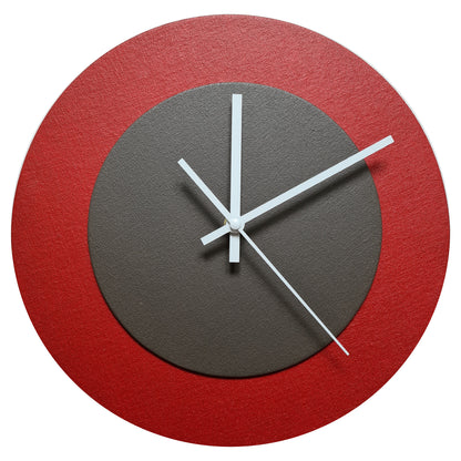 Pop Art Wanduhr Dunkelrot  Dunkelbraun mit weißen Zeigern 30 cm rund
