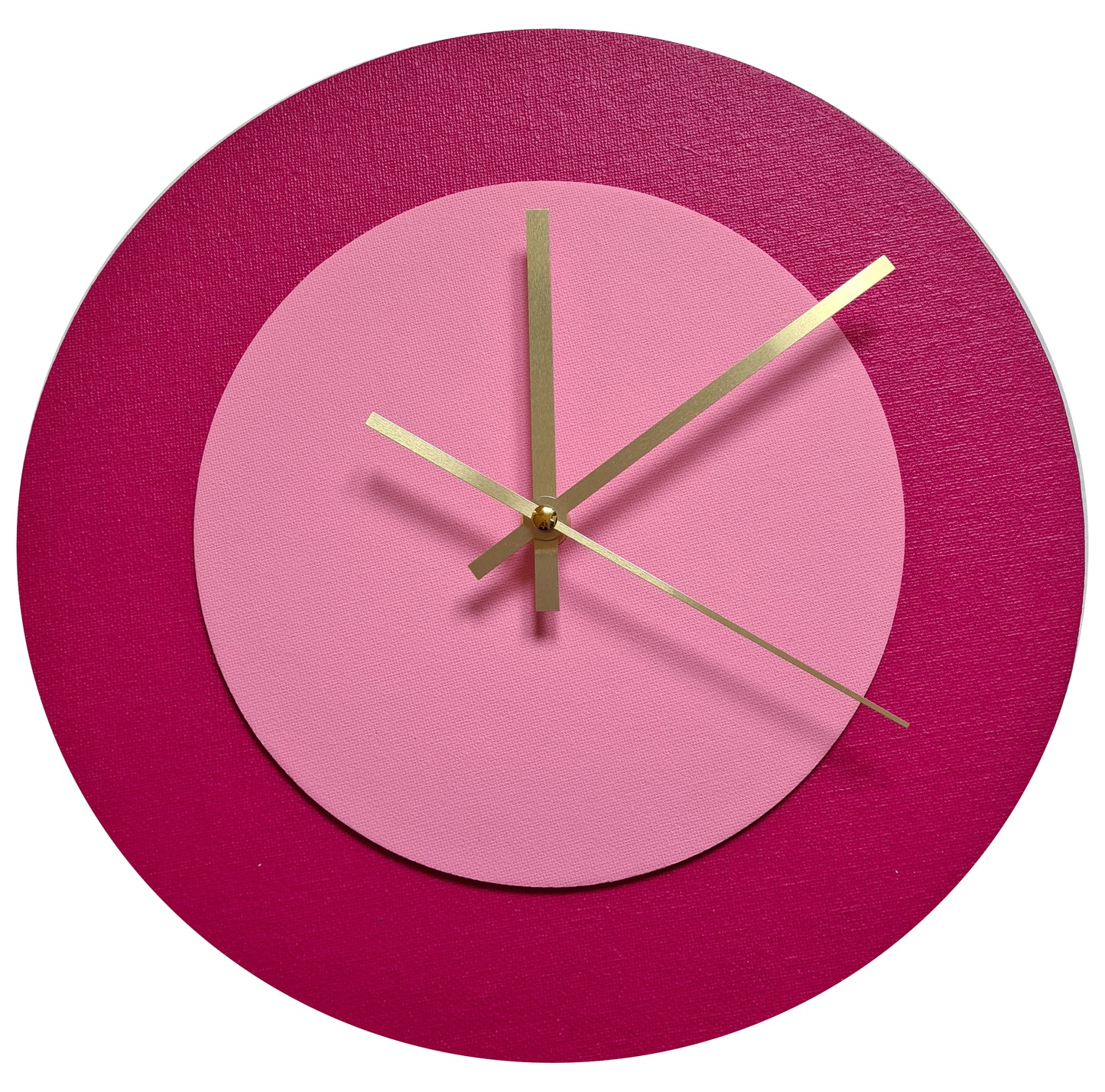 Pop Art Wanduhr Magenta  Rosafarben mit goldenen Zeigern 30 cm rund
