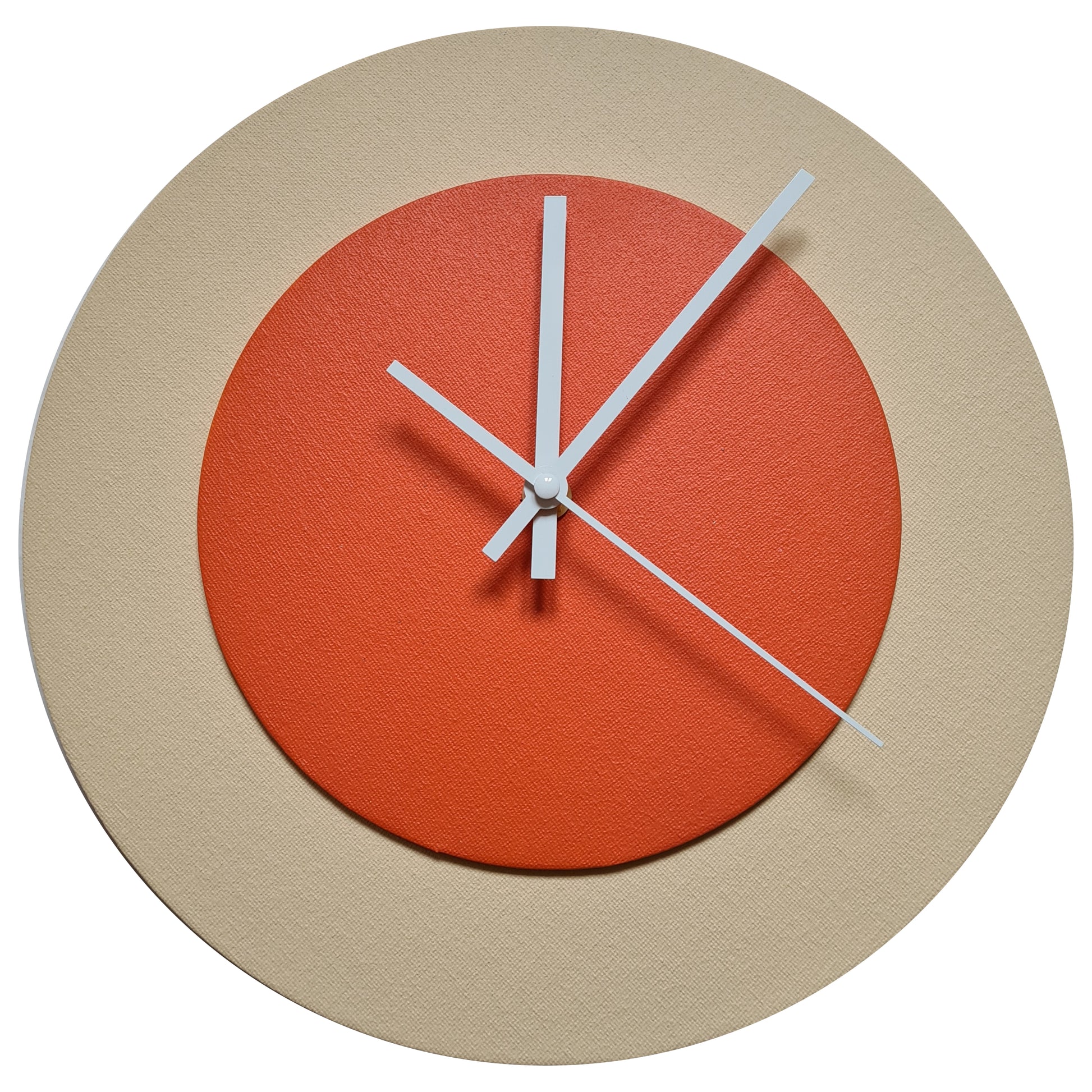 Pop Art Wanduhr Creme Orange mit  weißen Zeigern 30 cm rund