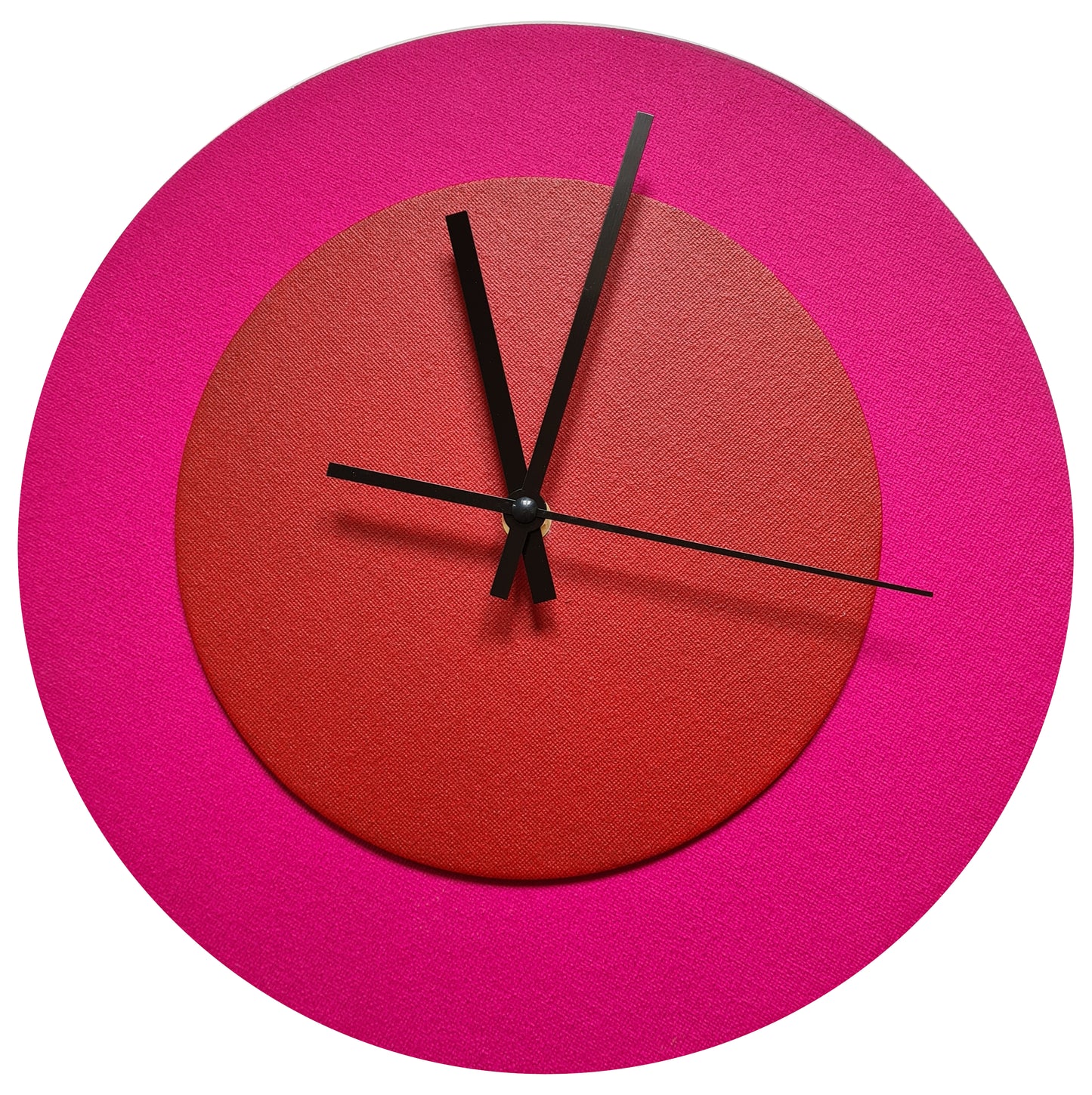 Pop Art Wanduhr Magenta  Hellrot mit schwarzen Zeigern 30 cm rund
