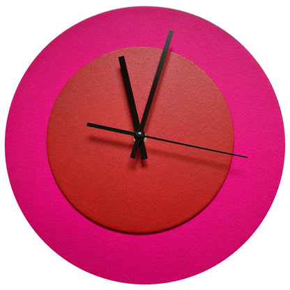 Pop Art Wanduhr Magenta  Hellrot mit schwarzen Zeigern 30 cm rund
