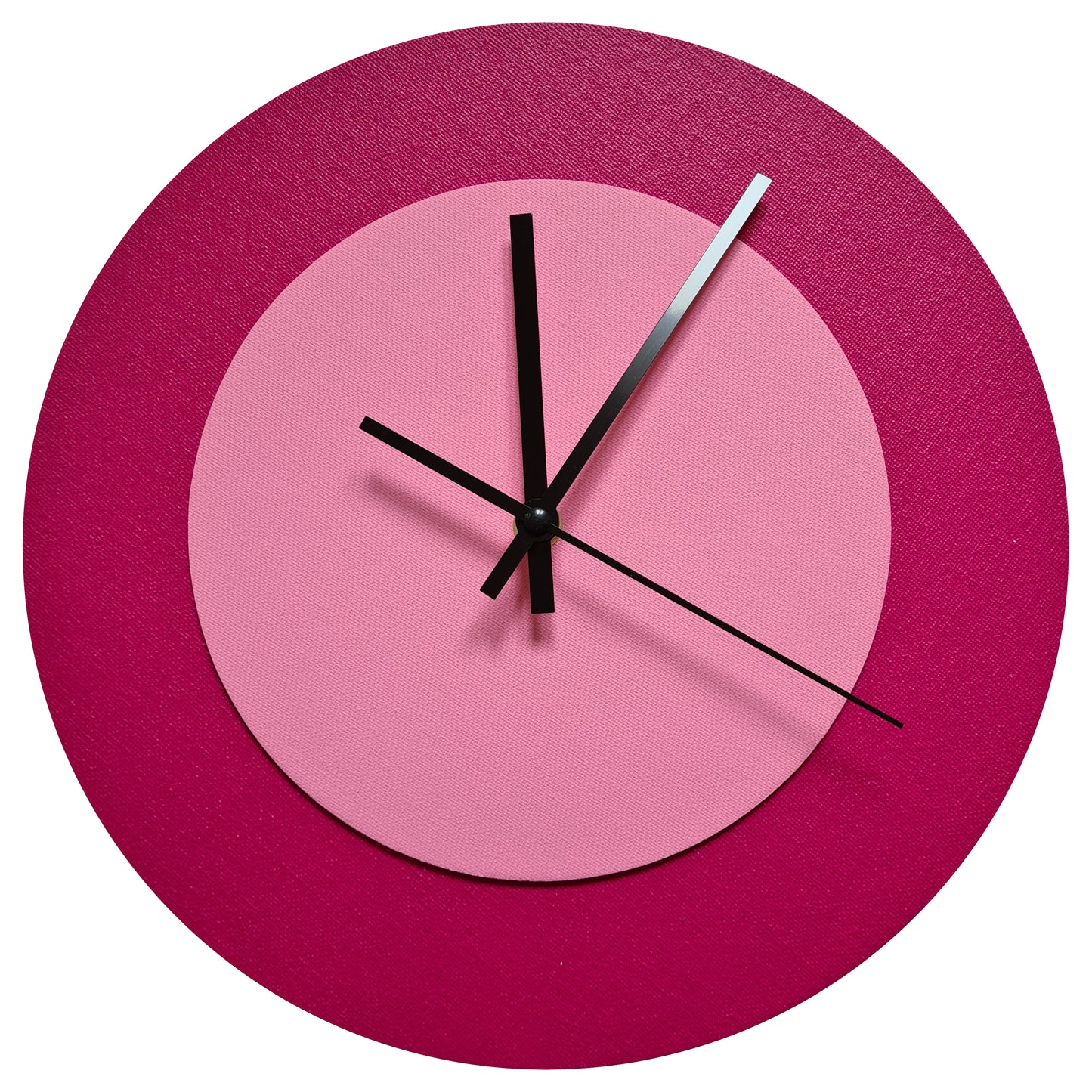 Pop Art Wanduhr Magenta Rosafarben mit schwarzen Zeigern 30 cm rund
