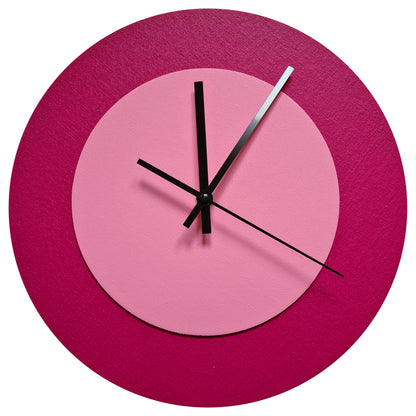 Pop Art Wanduhr Magenta Rosafarben mit schwarzen Zeigern 30 cm rund
