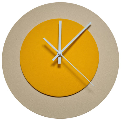 Pop Art Wanduhr Creme Sonnengelb mit  weißen Zeigern 30 cm rund