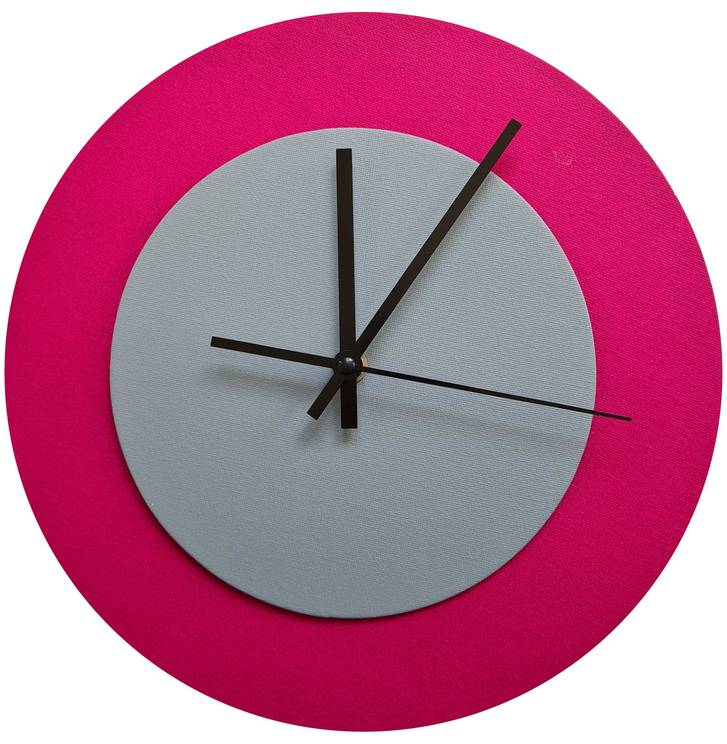Pop Art Wanduhr Magenta  Grau mit schwarzen Zeigern 30 cm rund
