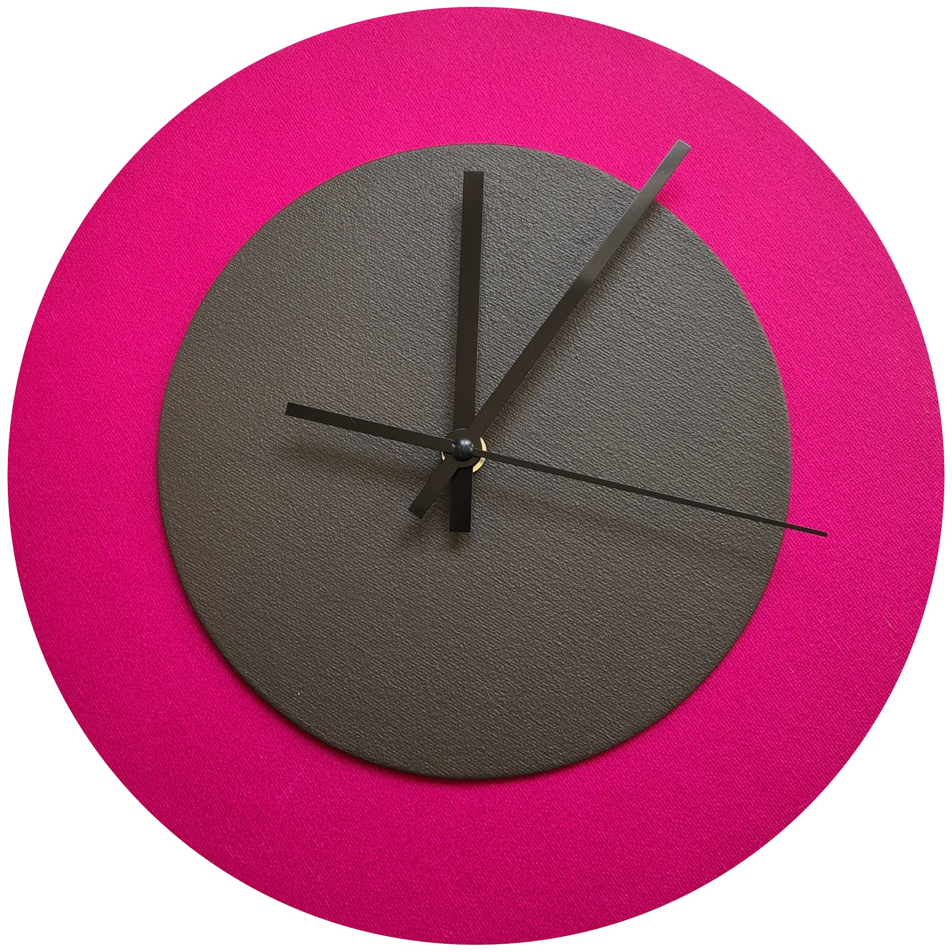 Pop Art Wanduhr Magenta  Grau mit schwarzen Zeigern 30 cm rund
