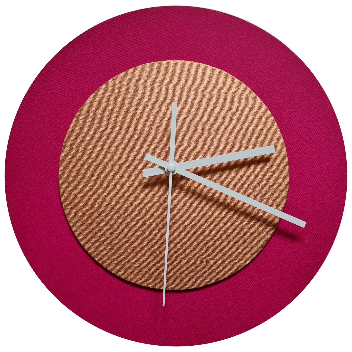 Pop Art Wanduhr Magenta  Bronzefarben mit  weißen Zeigern 30 cm rund
