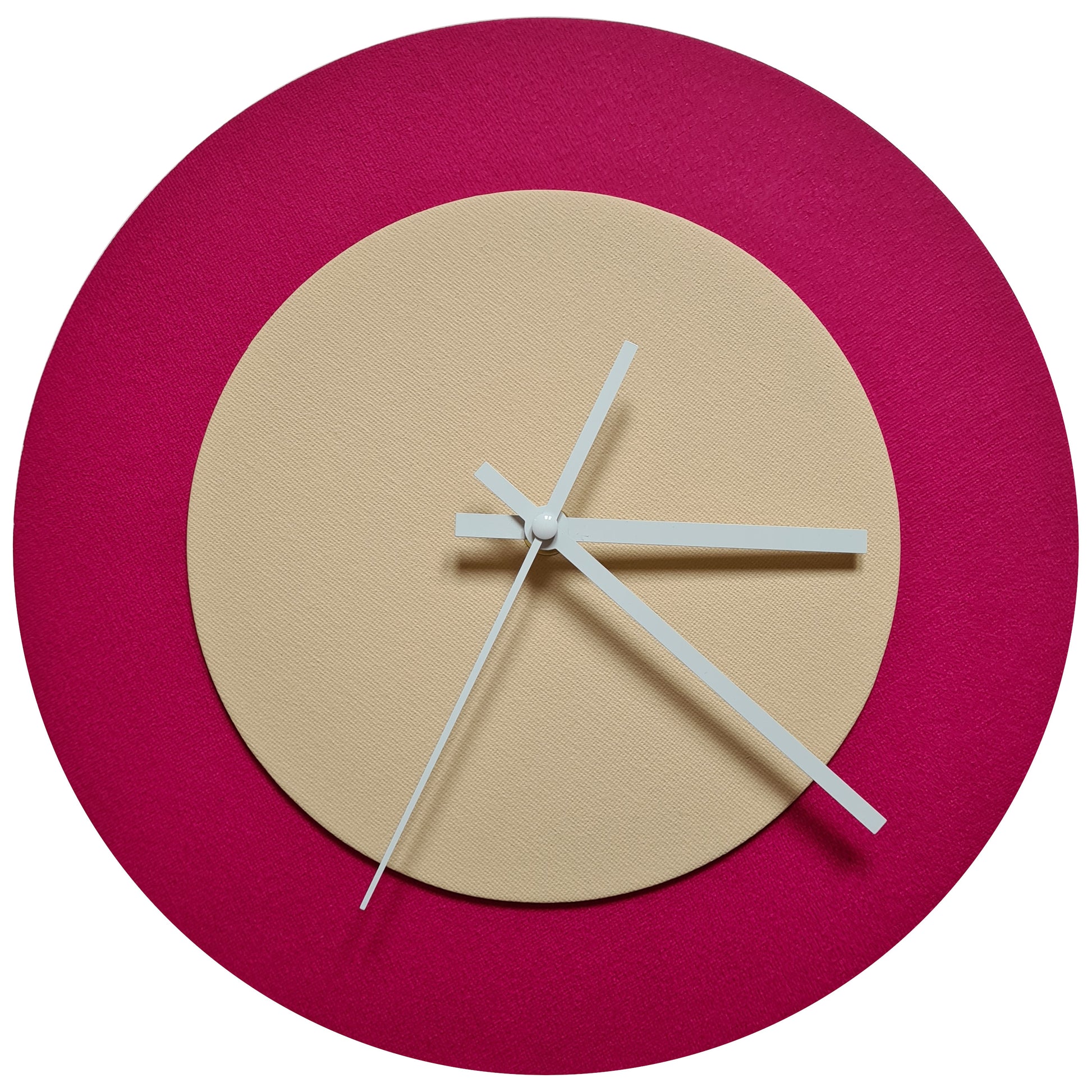 Pop Art Wanduhr Magenta  Cremefarben mit weißen Zeigern 30 cm rund
