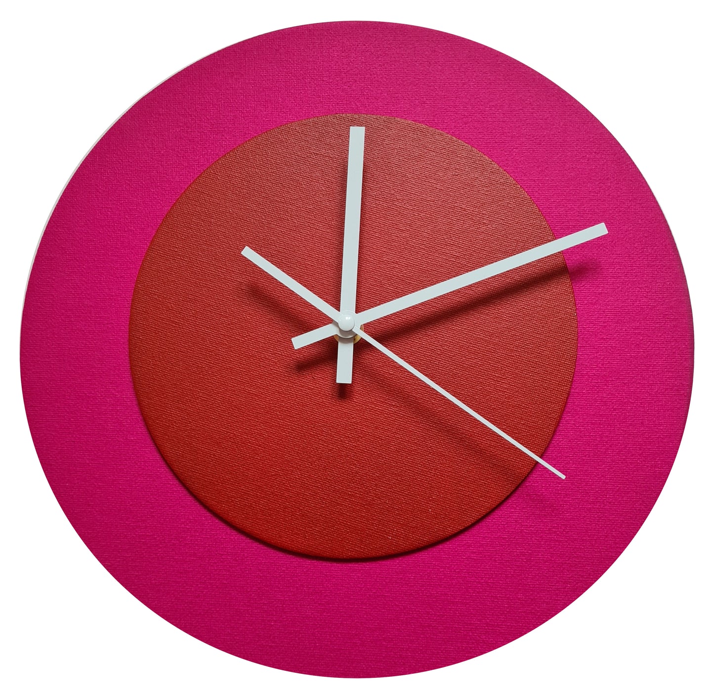 Pop Art Wanduhr Magenta  Hellrot mit weißen Zeigern 30 cm rund
