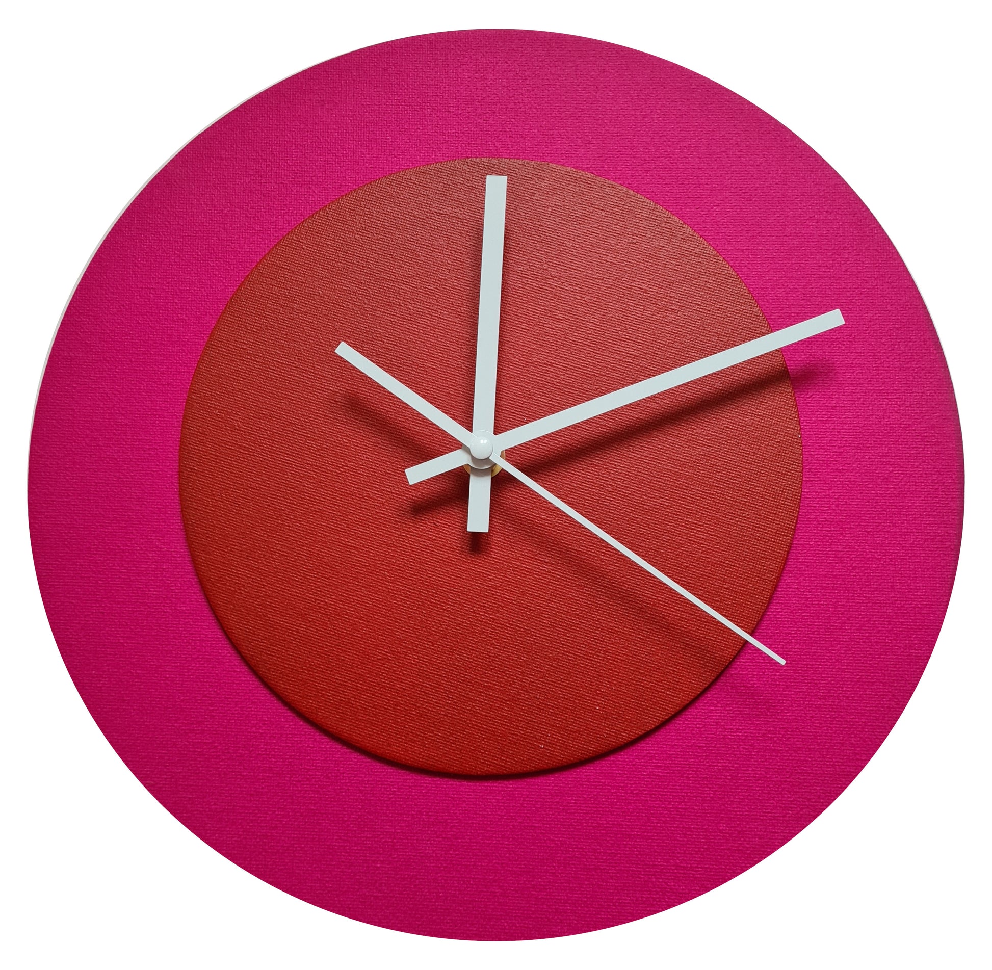 Pop Art Wanduhr Magenta  Hellrot mit weißen Zeigern 30 cm rund
