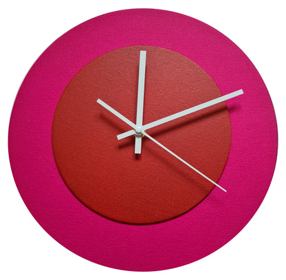 Pop Art Wanduhr Magenta  Hellrot mit weißen Zeigern 30 cm rund
