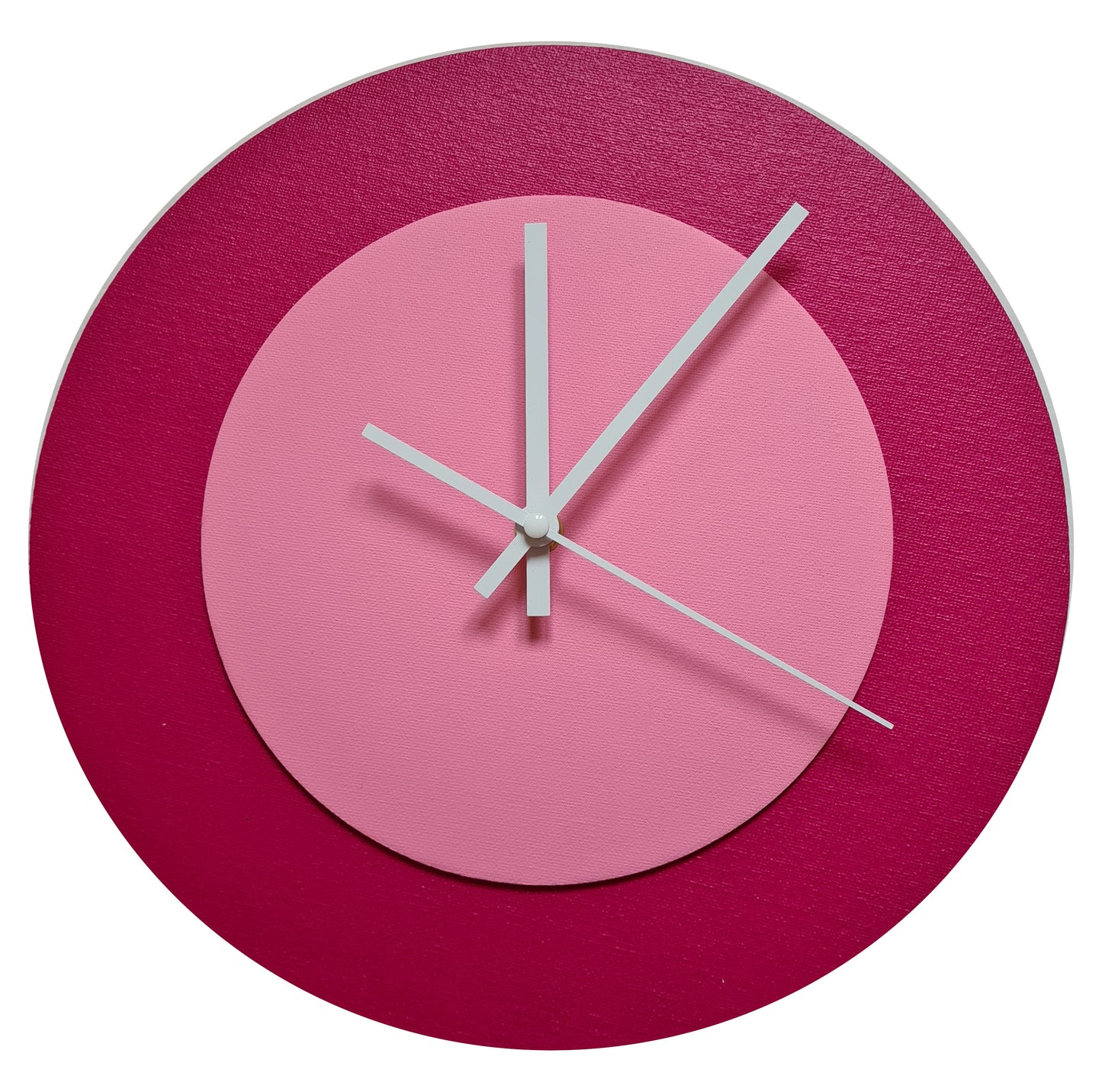 Pop Art Wanduhr Magenta  Rosafarben mit weißen Zeigern 30 cm rund
