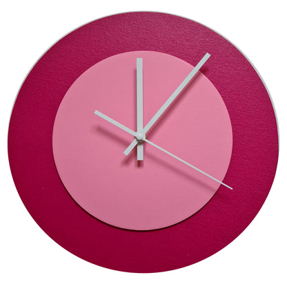 Pop Art Wanduhr Magenta  Rosafarben mit weißen Zeigern 30 cm rund
