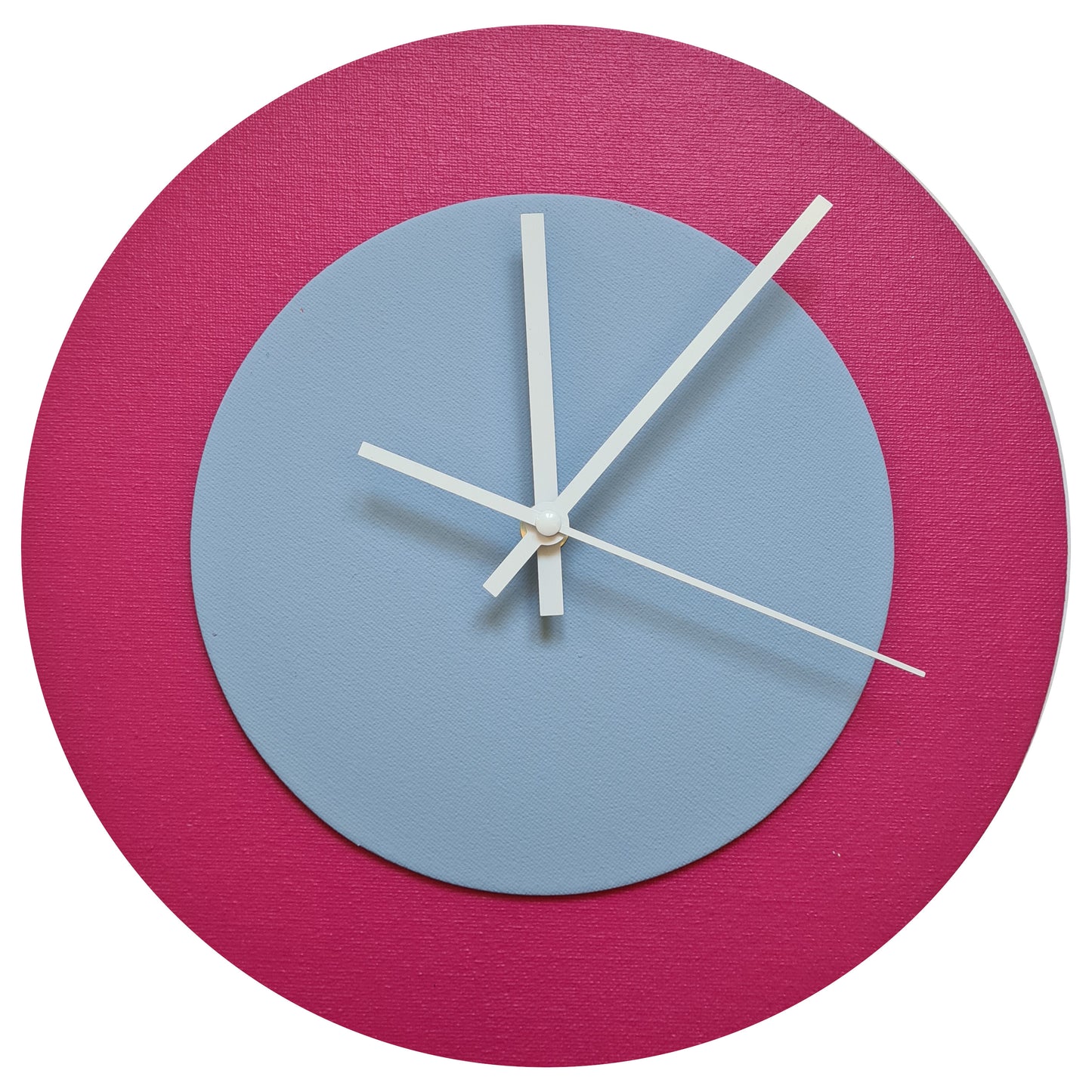 Pop Art Wanduhr Magenta  Grau mit weißen Zeigern 30 cm rund
