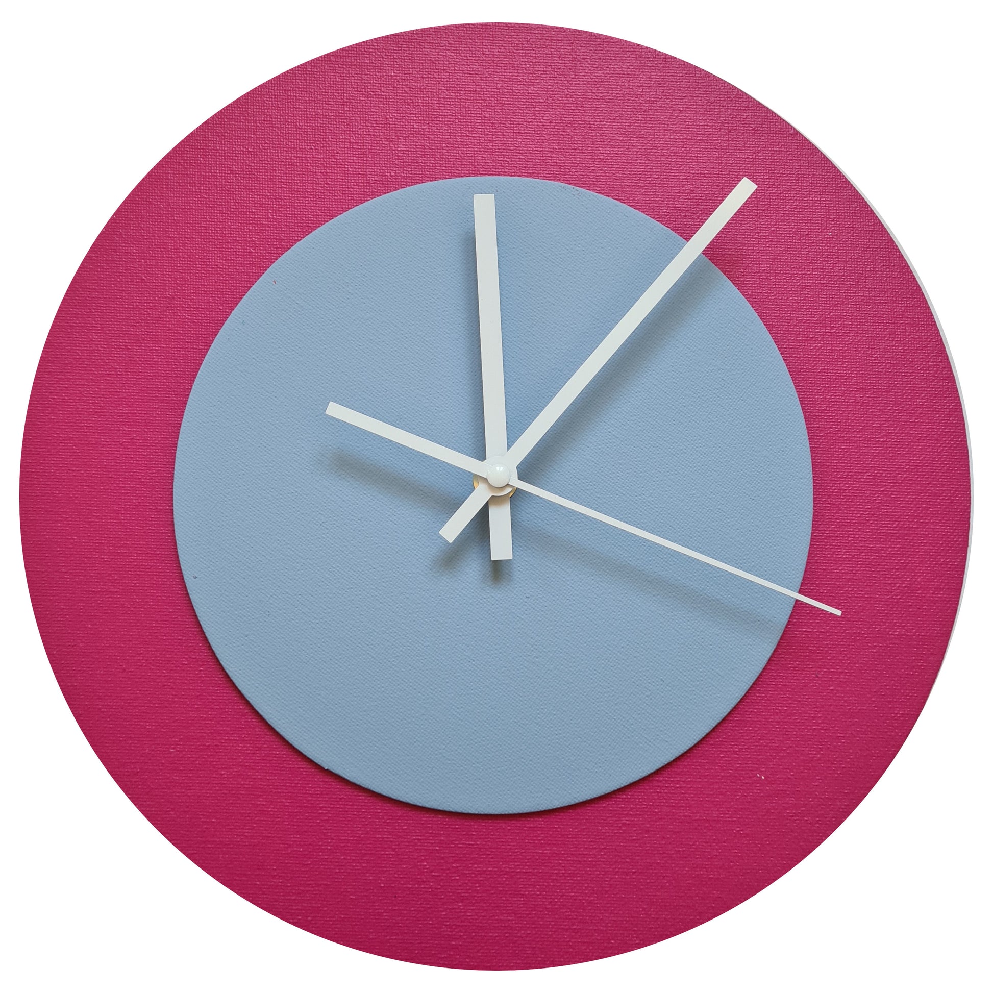 Pop Art Wanduhr Magenta  Grau mit weißen Zeigern 30 cm rund
