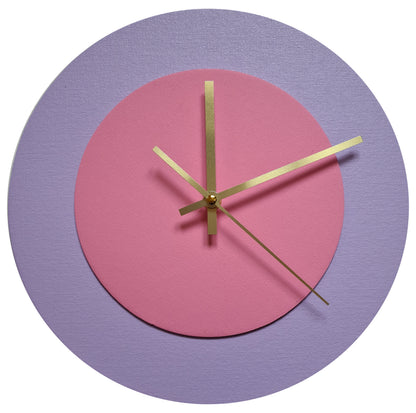 Pop Art Wanduhr Flieder  Rosafarben mit goldenen Zeigern 30 cm rund
