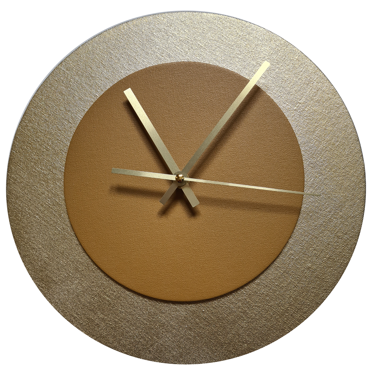 Pop Art Wanduhr Gold  Hellbraun mit goldenen Zeigern 30 cm rund