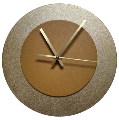 Pop Art Wanduhr Gold  Hellbraun mit goldenen Zeigern 30 cm rund
