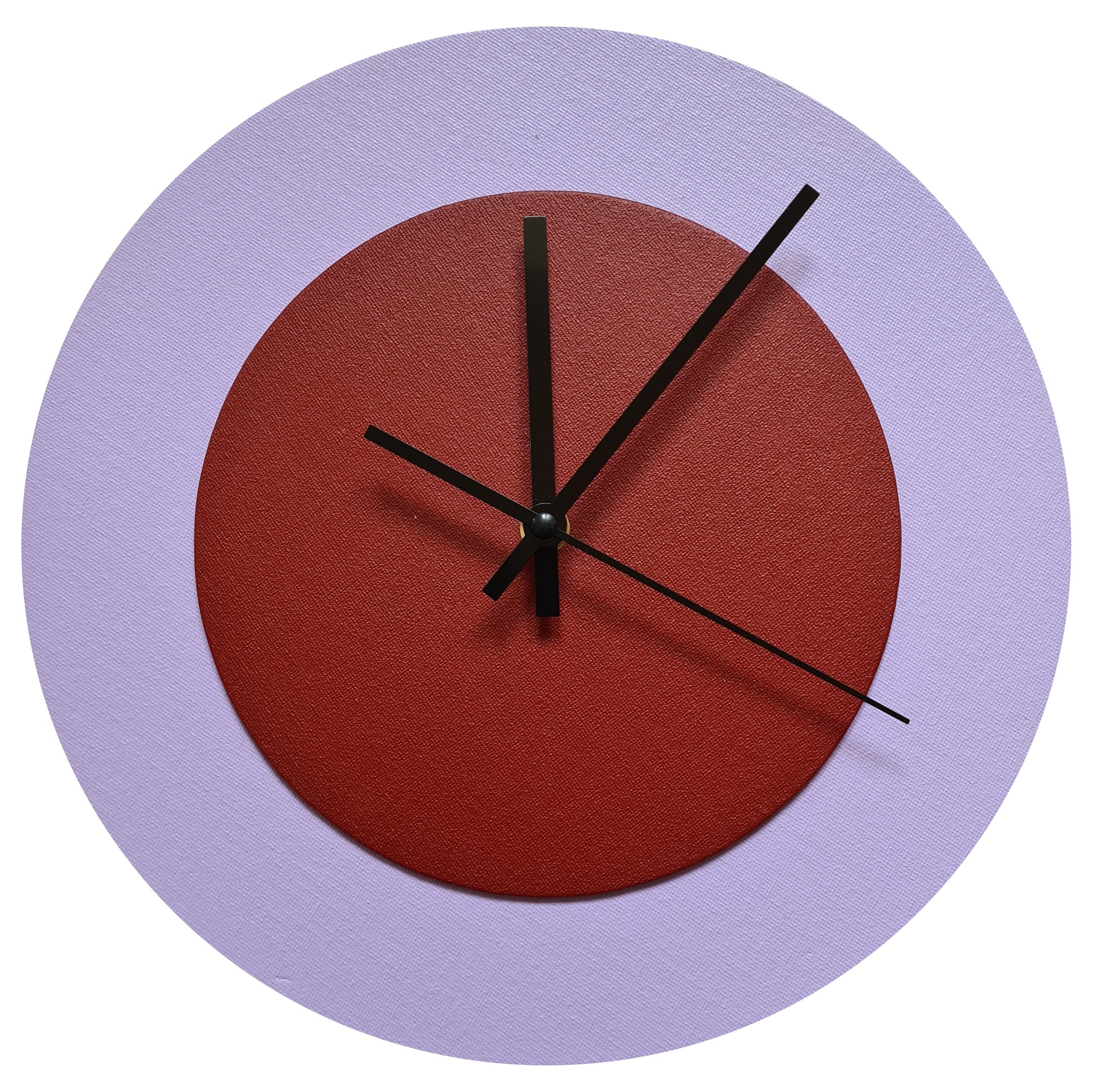 Pop Art Wanduhr Flieder  Dunkelrot mit  schwarzen Zeigern 30 cm rund
