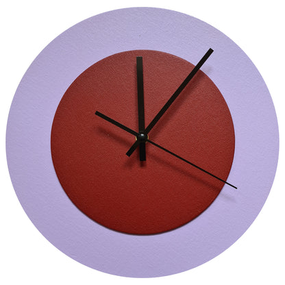 Pop Art Wanduhr Flieder  Dunkelrot mit  schwarzen Zeigern 30 cm rund
