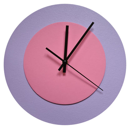 Pop Art Wanduhr Flieder  Rosafarben mit schwarzen Zeigern 30 cm rund
