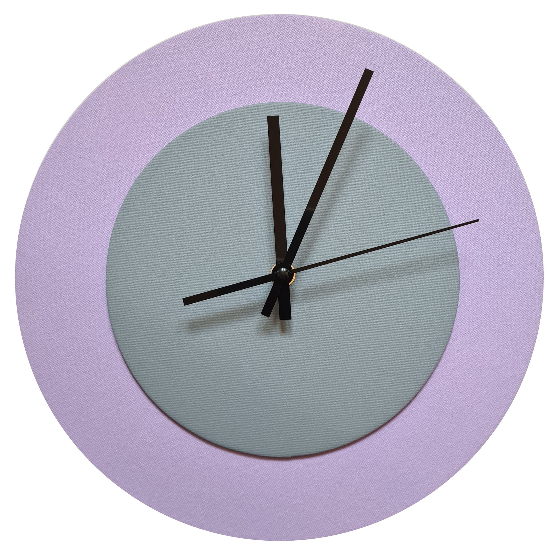 Pop Art Wanduhr Flieder  Grau mit schwarzen Zeigern 30 cm rund
