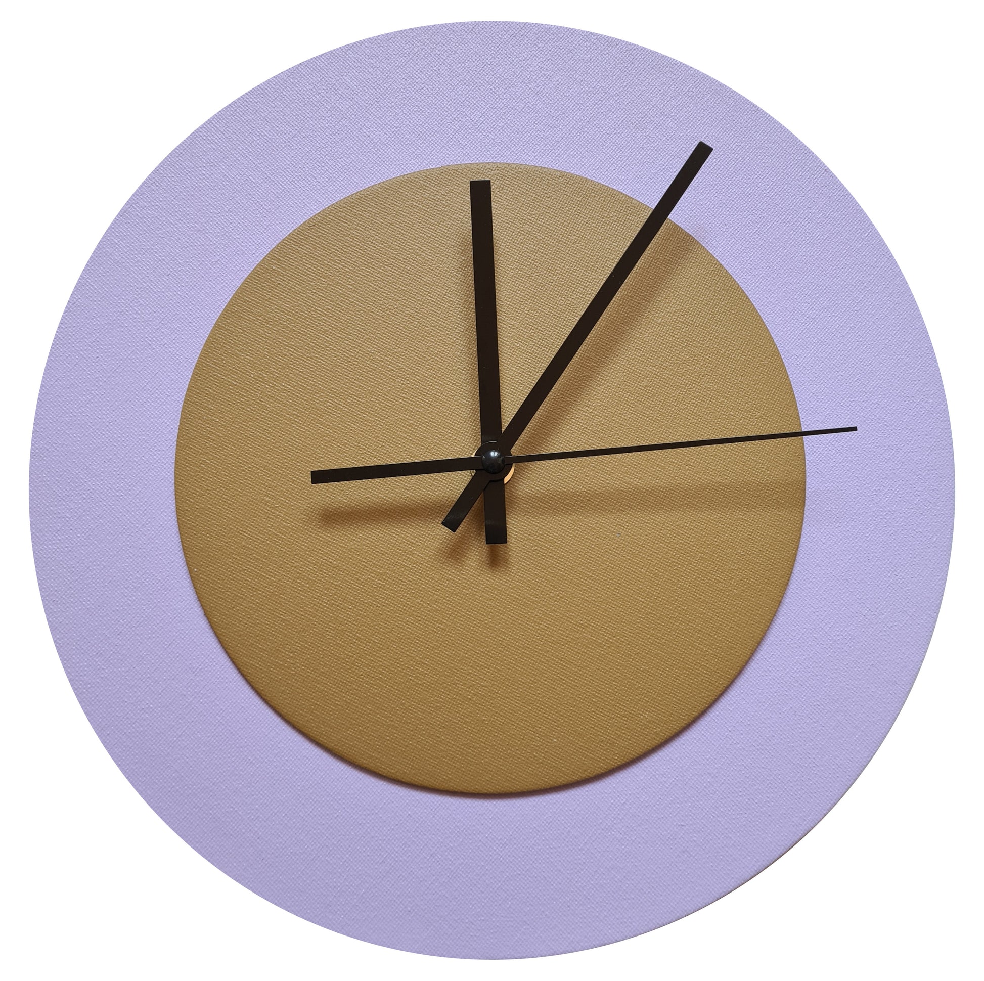 Pop Art Wanduhr Flieder  Hellbraun mit schwarzen Zeigern 30 cm rund
