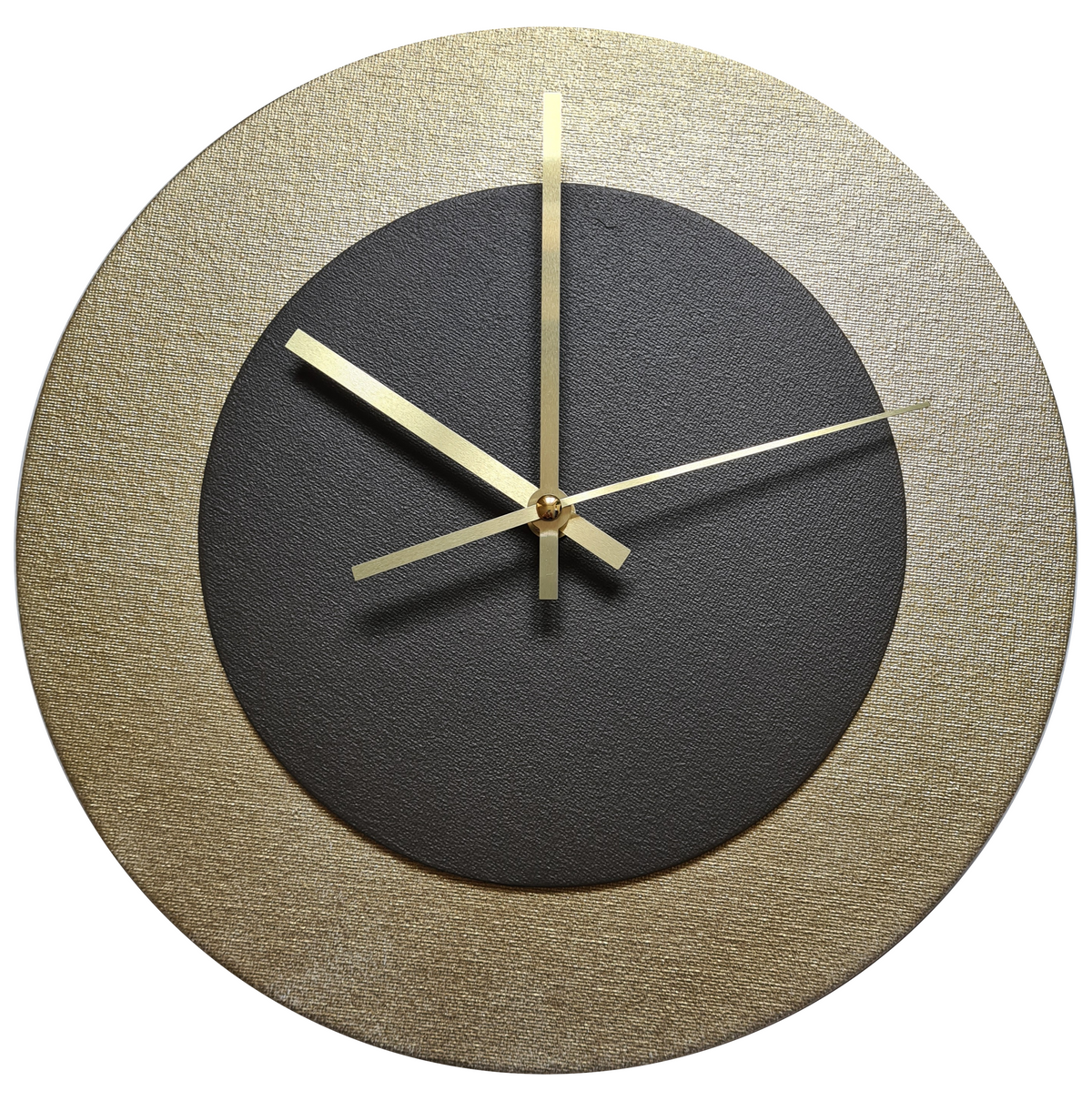 Pop Art Wanduhr Gold  Dunkelbraun mit goldenen Zeigern 30 cm rund