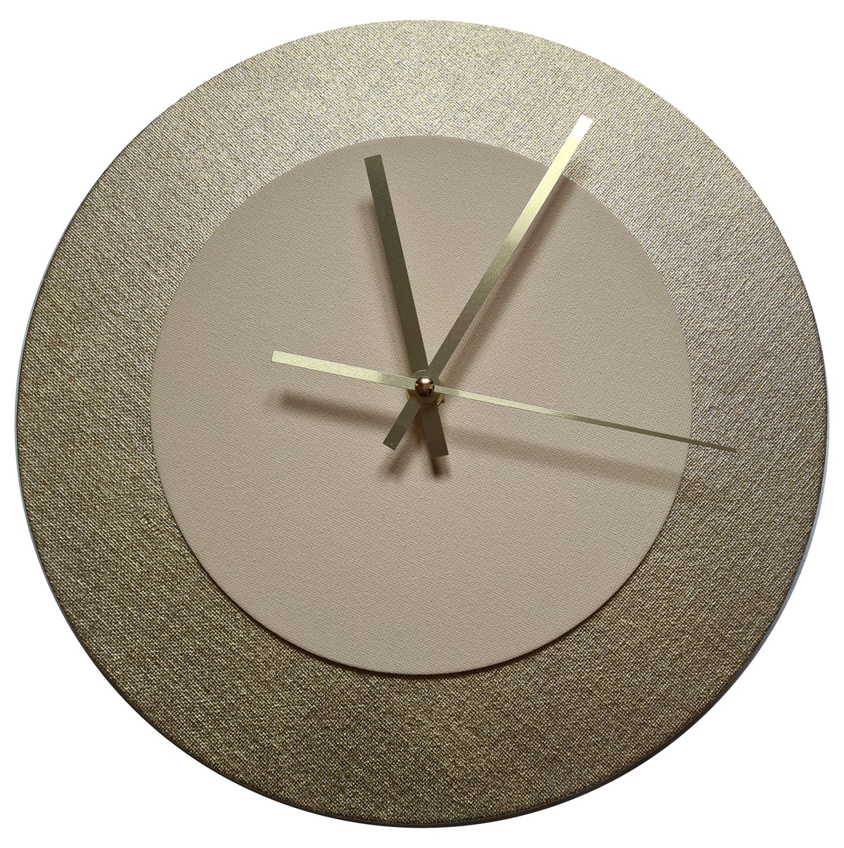 Pop Art Wanduhr Gold  Cremefarben mit goldenen Zeigern 30 cm rund