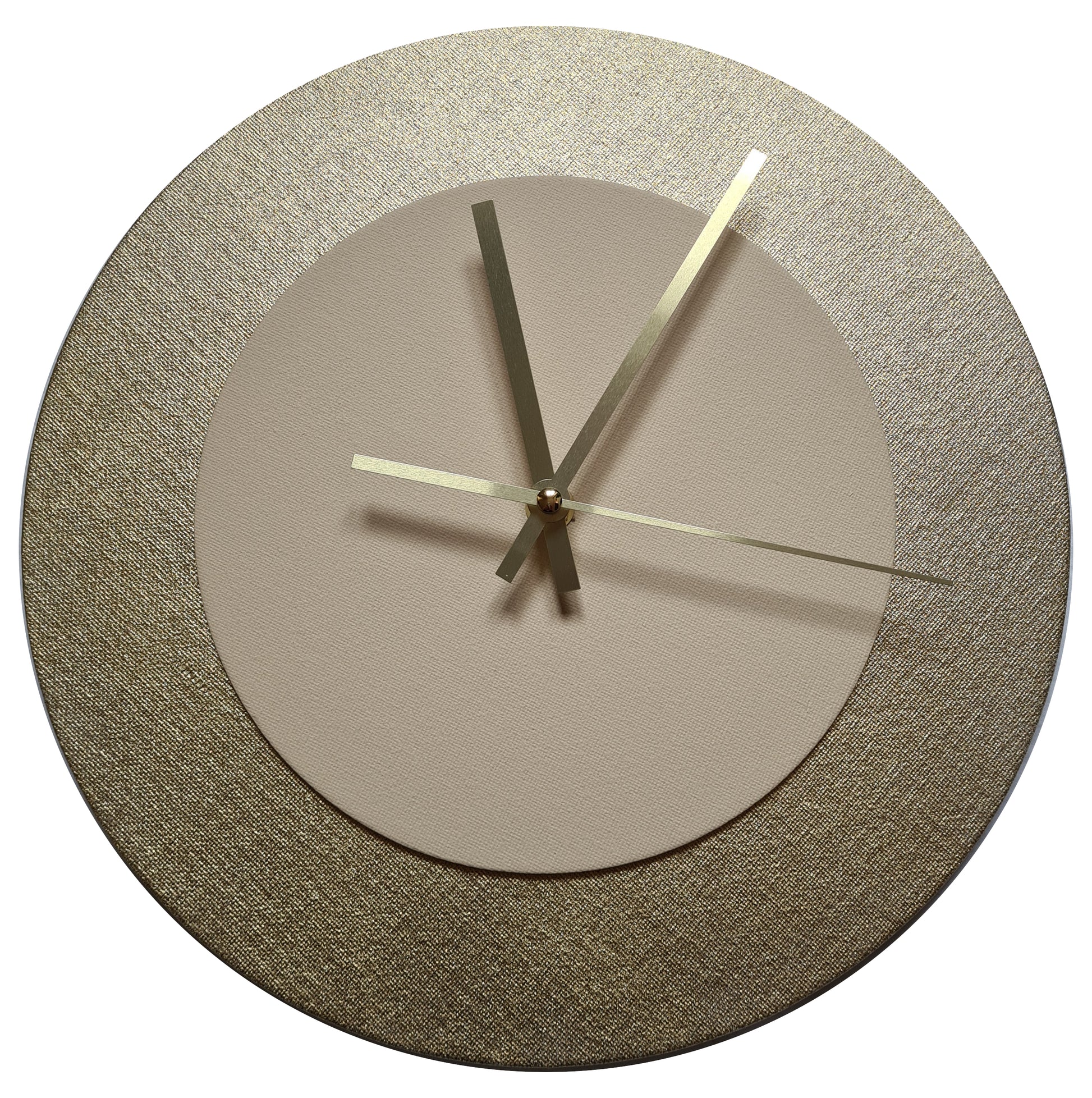 Pop Art Wanduhr Gold  Cremefarben mit goldenen Zeigern 30 cm rund