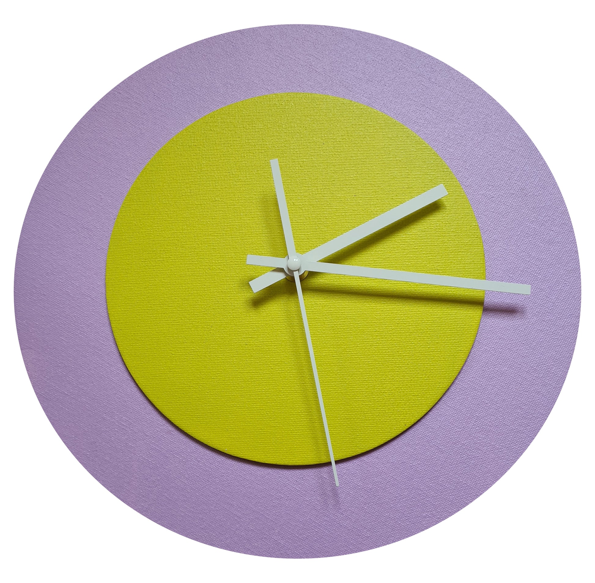 Pop Art Wanduhr Flieder  Farngrün mit weißen Zeigern 30 cm rund
