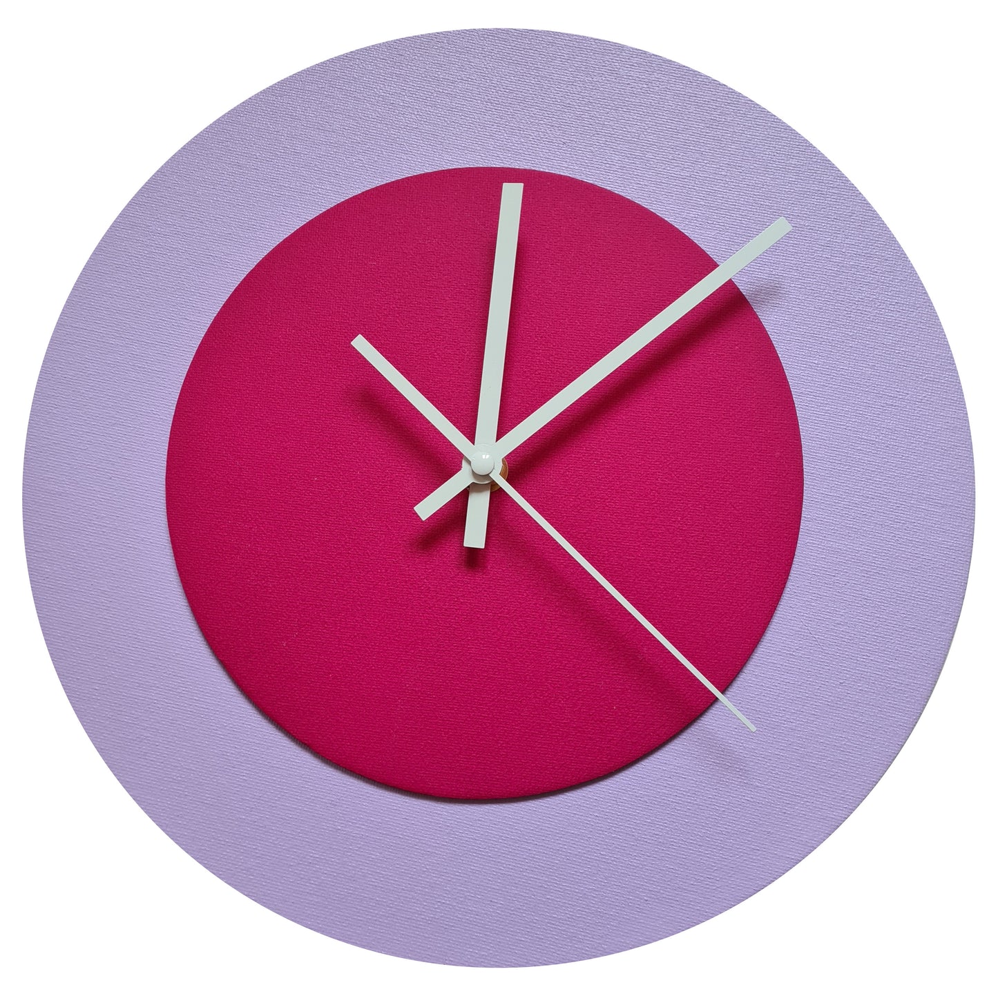 Pop Art Wanduhr Flieder  Magentafarben mit weißen Zeigern 30 cm rund
